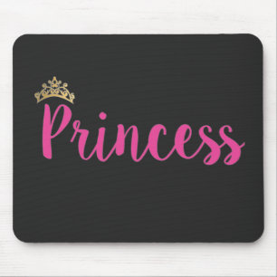 Mousepad Coroa de Letra com Script Rosa Princesa