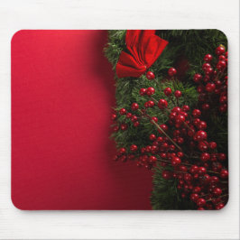 Mousepad coroa de natal com bagas vermelhas