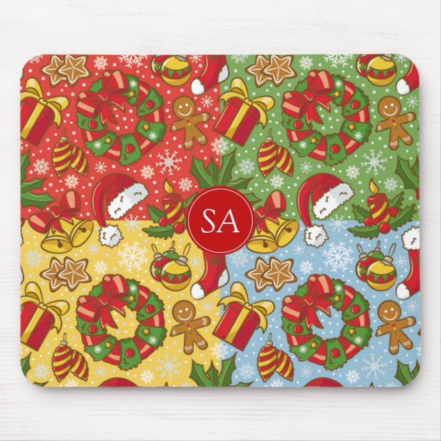 Mousepad Coroa de Natal, Enfeites de Natal, Chapéu do Papai (Frente)
