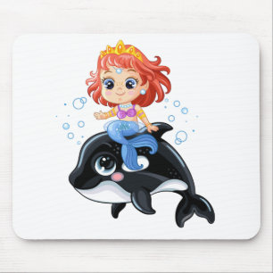 Mousepad Coroa e orca de desenhos animados bonitos
