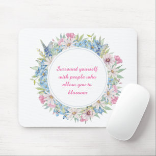 Mousepad Coroa Floral Azul Cor-de-rosa Cor-de-rosa