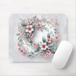 Mousepad Coroa Floral Elegante No Lace Bridal Branco