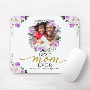 Mousepad Coroa Floral Roxa Melhor Mãe do Mundo Dia das Mães
