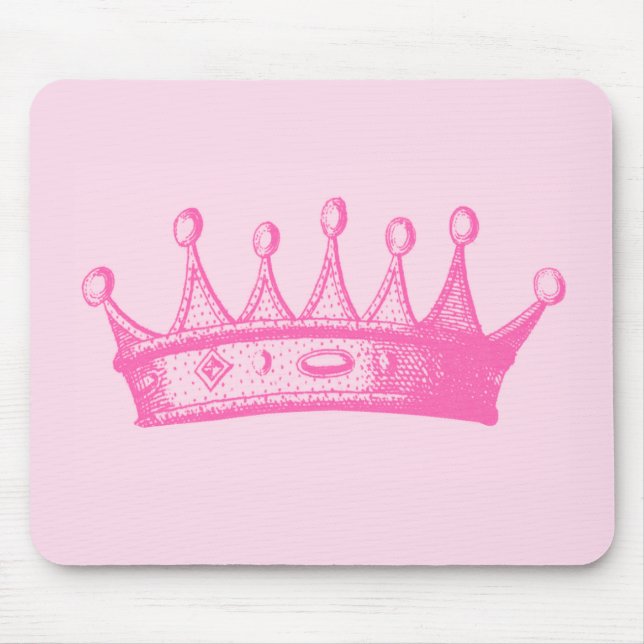 Mousepad Coroa princesa magenta em fundo rosa (Frente)