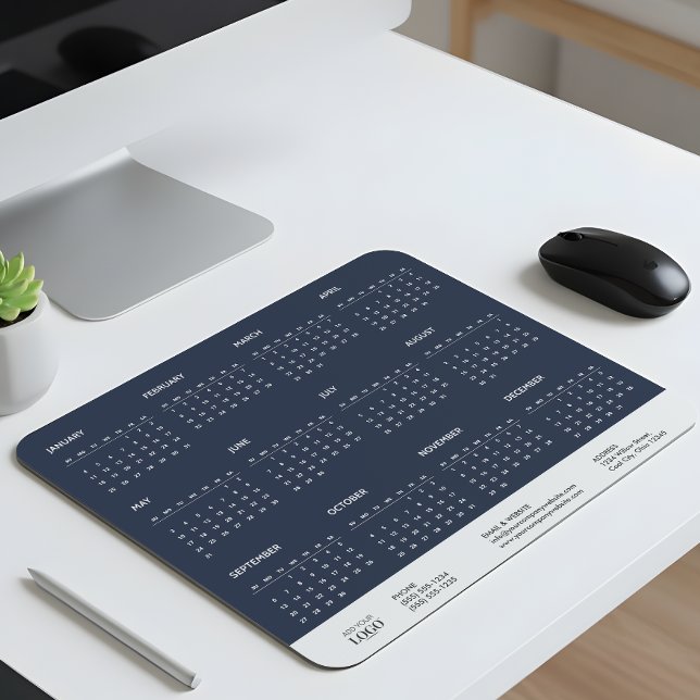 Mousepad Corporate 2026 Calendar Year at a Glance Navy Blue (Criador carregado)