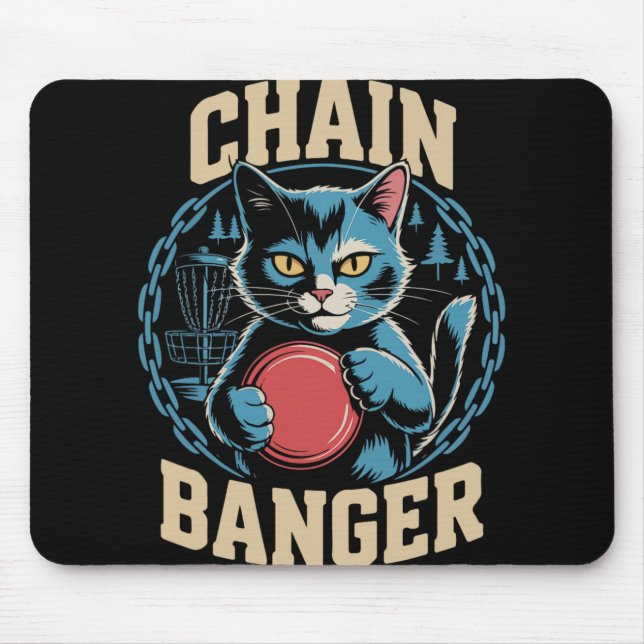 Mousepad Corrente Nger Disc Golf Humor de Gato _2 (Frente)