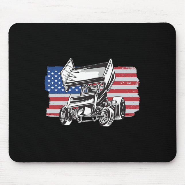 Mousepad Corrida De Sprint Car Usa Bandeira  (Frente)