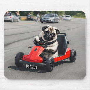 Mousepad Corrida Pug go-kart