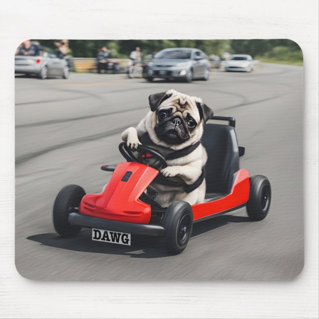 Mousepad Corrida Pug go-kart (Frente)