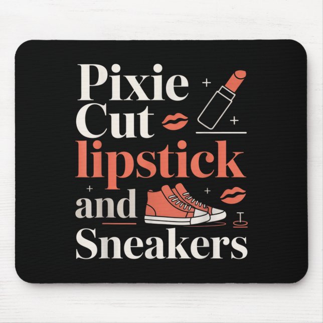 Mousepad Corte pixie batom e tênis estilo de cabelo curto  (Frente)