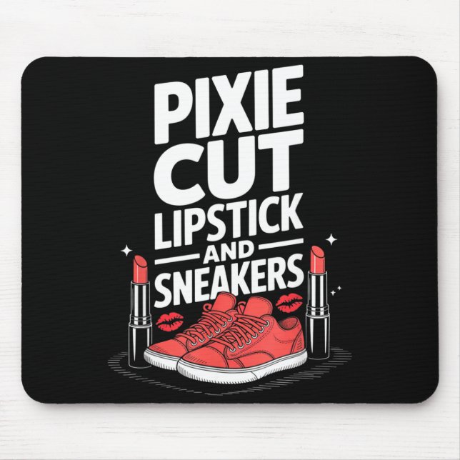 Mousepad Corte pixie batom e tênis estilo de cabelo curto  (Frente)
