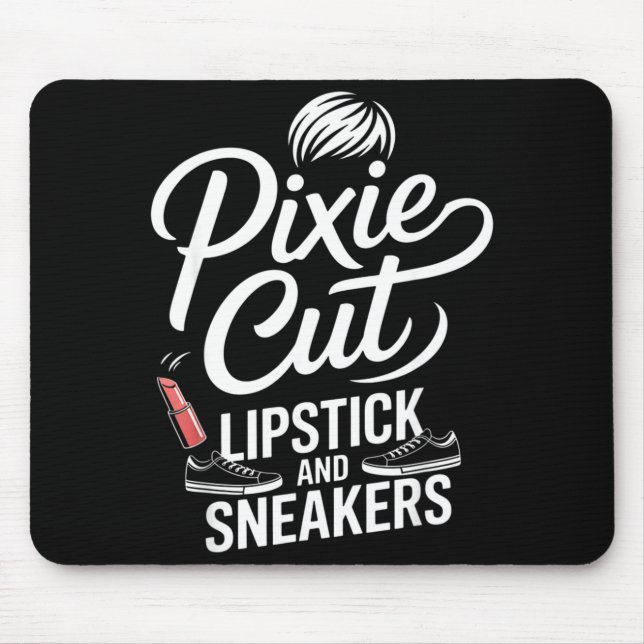 Mousepad Corte pixie batom e tênis estilo de cabelo curto P (Frente)