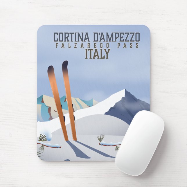 Mousepad Cortina d'Ampezzo Itália Esqui poster de Arte (Com mouse)