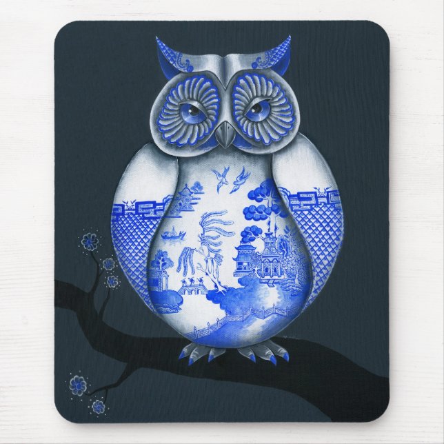 Mousepad Coruja azul do salgueiro (Frente)