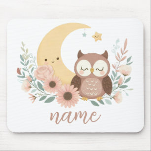 Mousepad Coruja-bebê bonita com lua