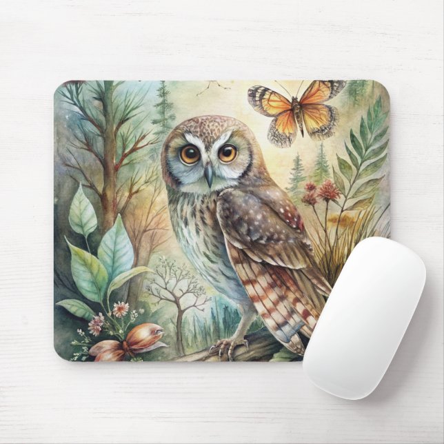 Mousepad Coruja Boêmia da Floresta (Com mouse)
