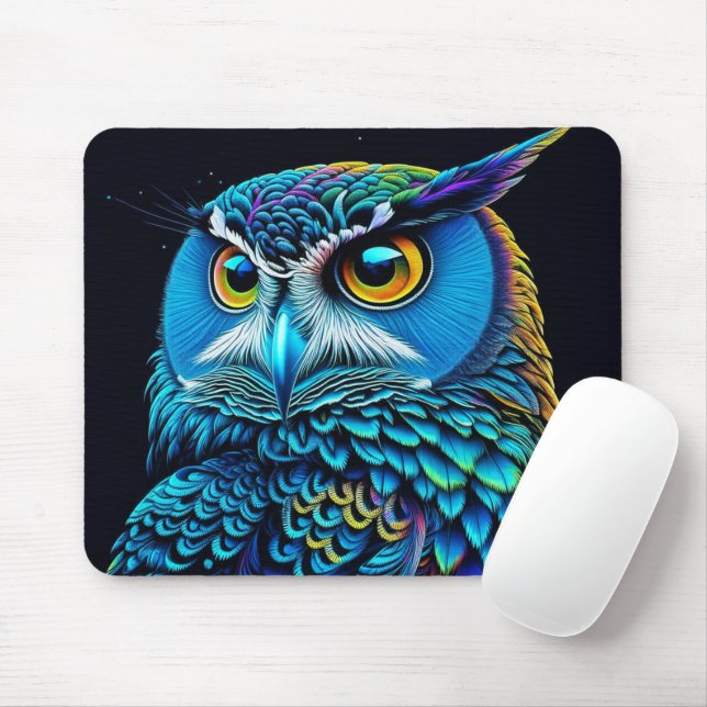 Mousepad Coruja Colorida Gerada pelo Ia (Com mouse)