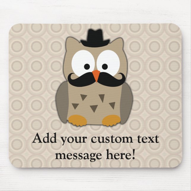 Mousepad Coruja com bigode e chapéu (Frente)