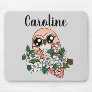 Mousepad Coruja cor-de-rosa padrão personalizado