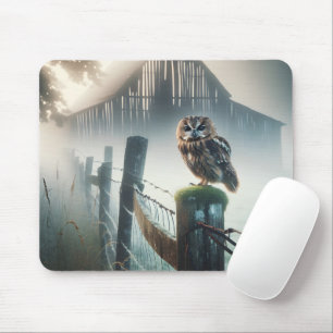 Mousepad Coruja Da Manhã Em Posto De Cerca