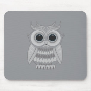 Mousepad Coruja de desenho animado branca fofa olhos grande
