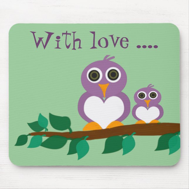 Mousepad Coruja e bebê lindos na árvore (Frente)