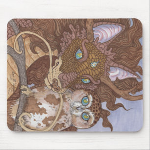 Mousepad Coruja e Dragão de Olhos Brilhantes