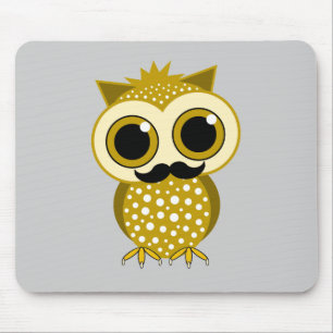Mousepad coruja engraçada do bigode