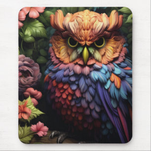 Mousepad Coruja Floral Enfeitiçada – Arte Vibrante da Flore