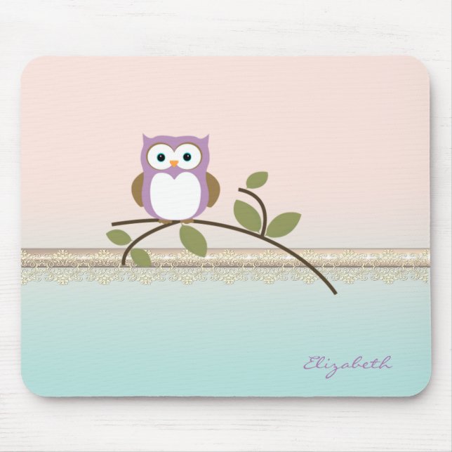 Mousepad Coruja Fofo Menina-Adorável-Personalizado (Frente)