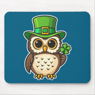 Mousepad Coruja irlandesa engraçada dia de São Patrício amu