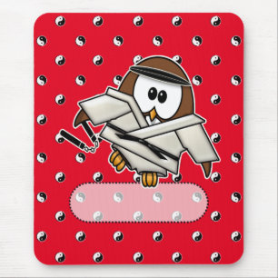 Mousepad coruja-mestre de arte marcial
