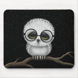 Mousepad Coruja nevado do bebê bonito que veste vidros com