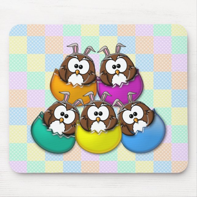 Mousepad Coruja-páscoa - arco-íris (Frente)