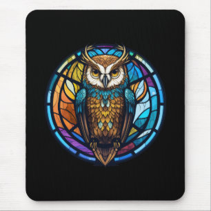 Mousepad Coruja Pássaro Retrato Animal Vidro Escondido