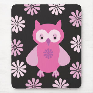 Mousepad Coruja rosa-branca