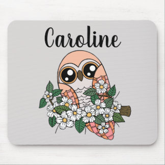 Mousepad Coruja Rosa Personalizada Padrão