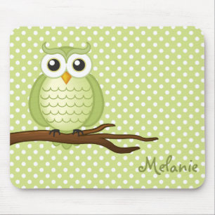 Mousepad Coruja sábia verde bonito de Personalizable