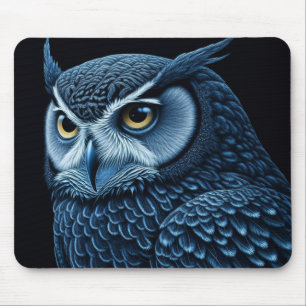 Mousepad Coruja Séria Azul e Preta