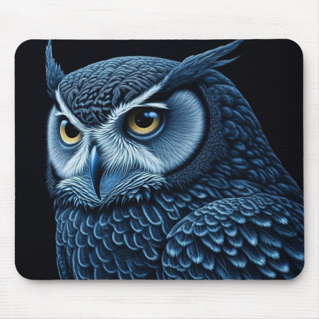 Mousepad Coruja Séria Azul e Preta (Frente)