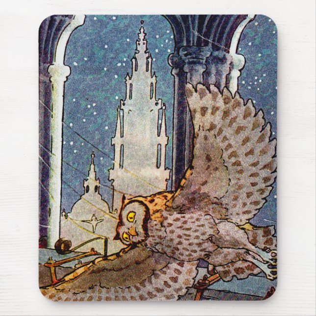 Mousepad coruja sonhadora voando à noite (Frente)