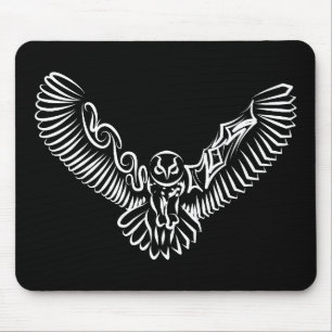 Mousepad Coruja voadora branca e negra