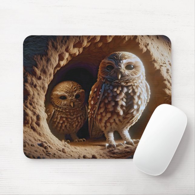 Mousepad Corujas De Arremessamento Em Sand Burrow (Com mouse)