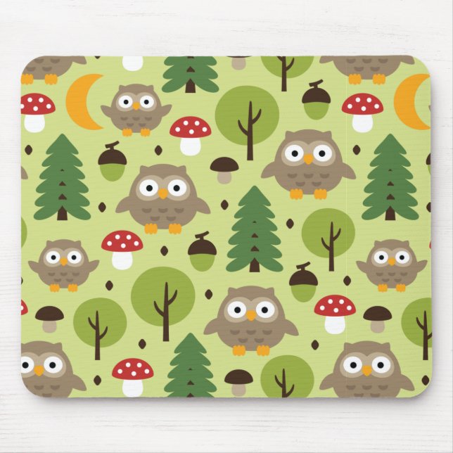Mousepad Corujas Na Placa Do Rato Florestal (Frente)