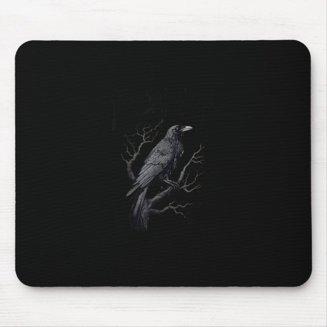Mousepad Corvo, F-Caw-F Pássaro Engraçado Lua Gótico Humor  (Frente)