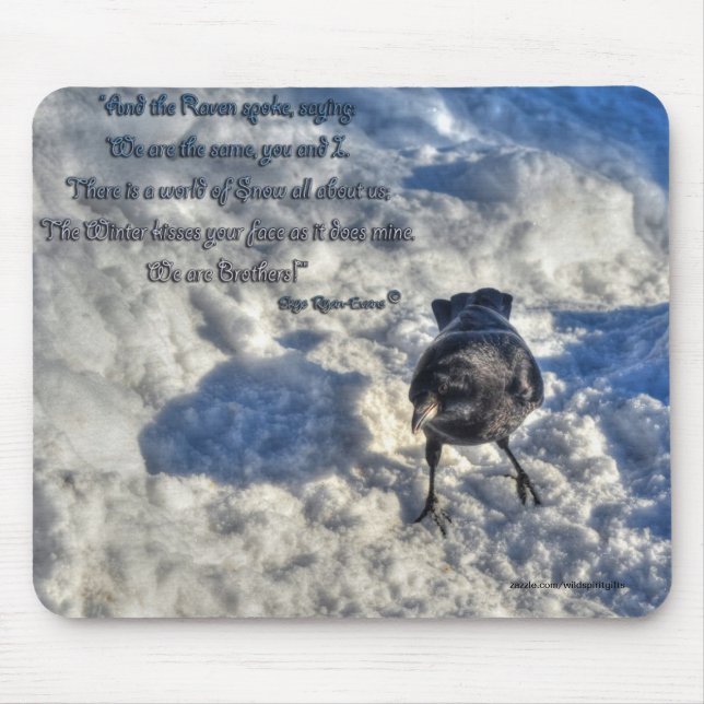 Mousepad Corvo Negro em Foto de Neve (Frente)