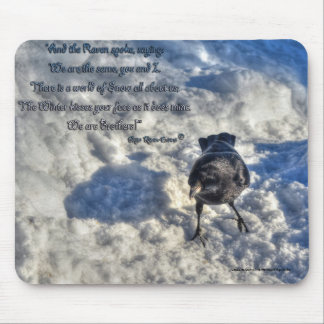 Mousepad Corvo Negro em Foto de Neve