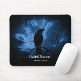 Mousepad Corvo Preto com Estilo de Gótico Escuro em Execuçã