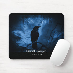 Mousepad Corvo Preto com Estilo de Gótico Escuro em Execuçã