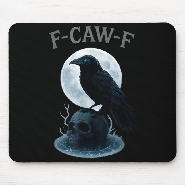 Mousepad Corvo Preto Gótico Crânio Lua Halloween (Frente)
